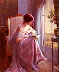 Delphin Enjolras Wall Art - Young Woman Reading By A Window